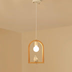 Wood Bird Resin Pendant Light